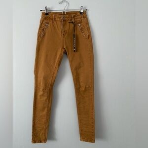 NWT Six-Denim Brand Brown Skinny Jeans Size 25 Waist Zippered Pockets